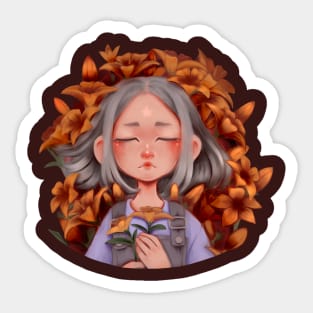 orange flowers Sticker